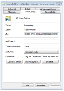Eigenschaften des Windows Explorers